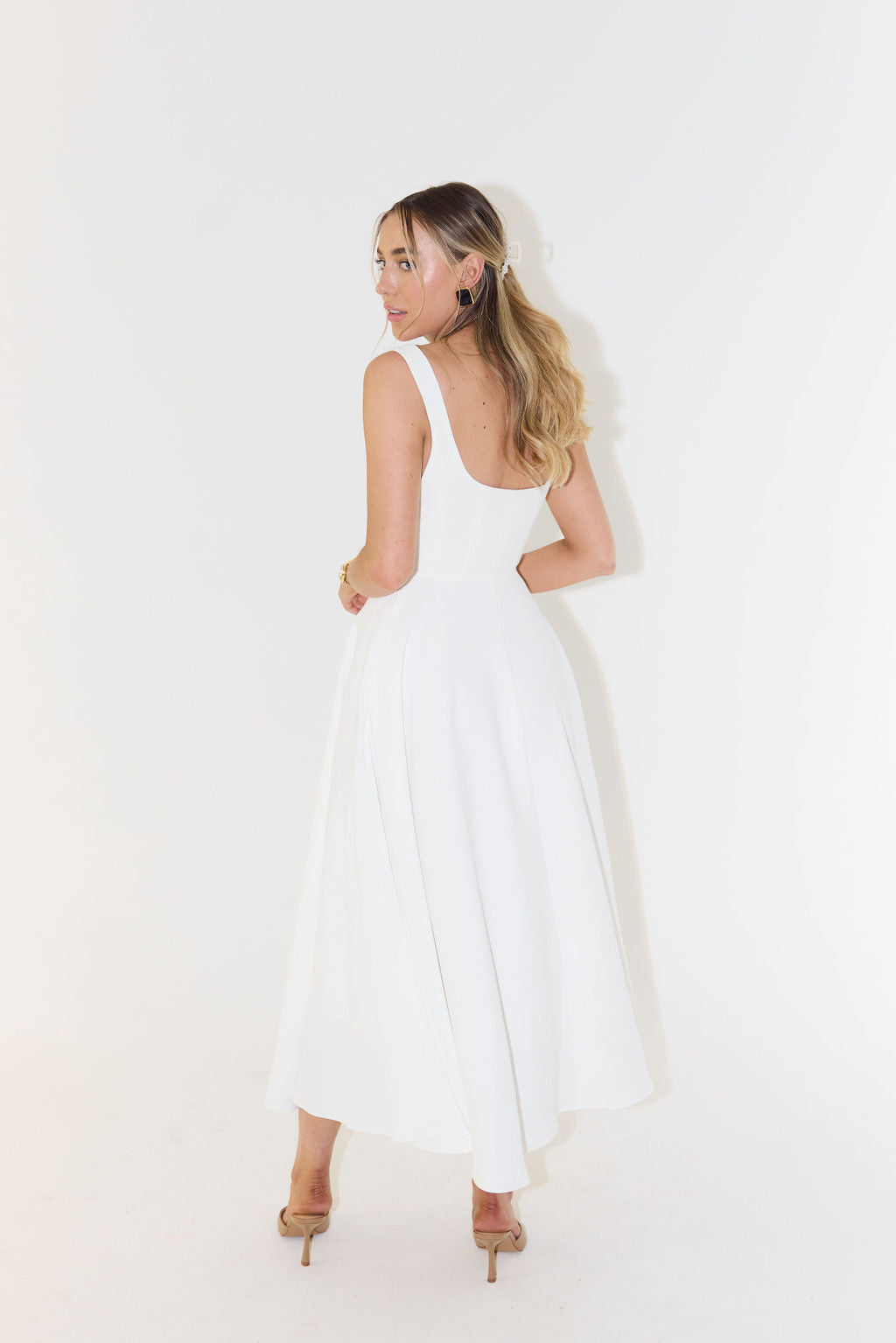 Luna | Dames Midi Jurk Elegante Vierkante Halslijn 3