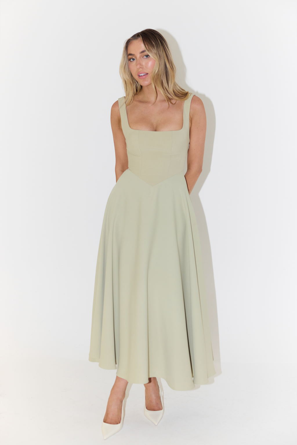 Luna | Dames Midi Jurk Elegante Vierkante Halslijn 5