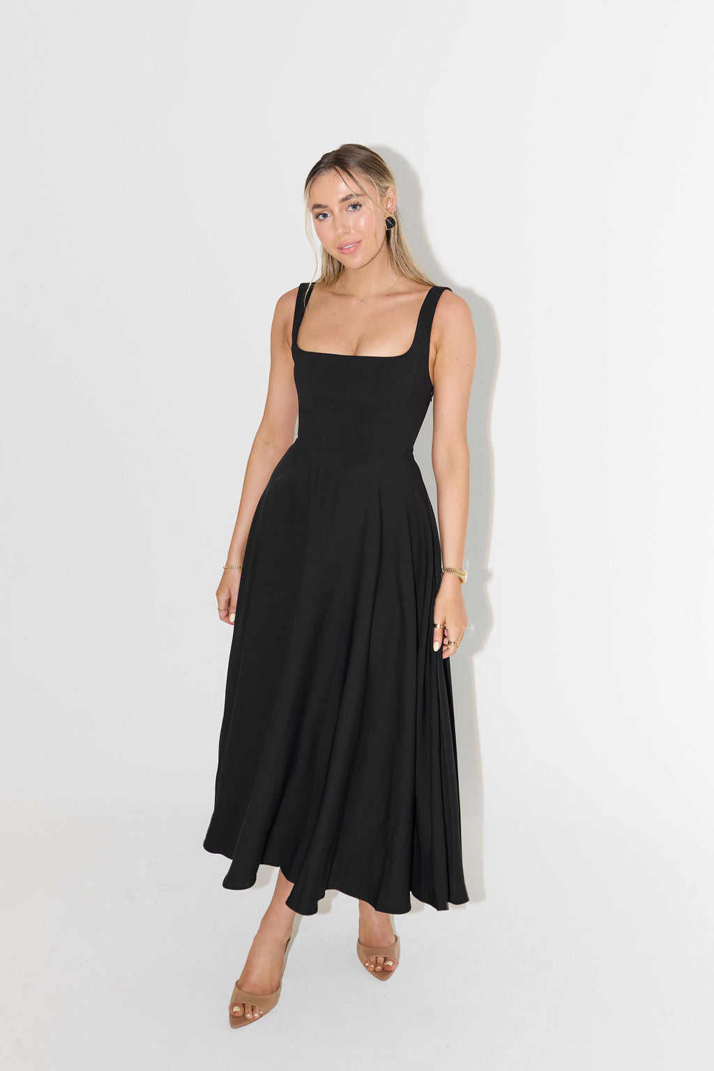 Luna | Dames Midi Jurk Elegante Vierkante Halslijn 6