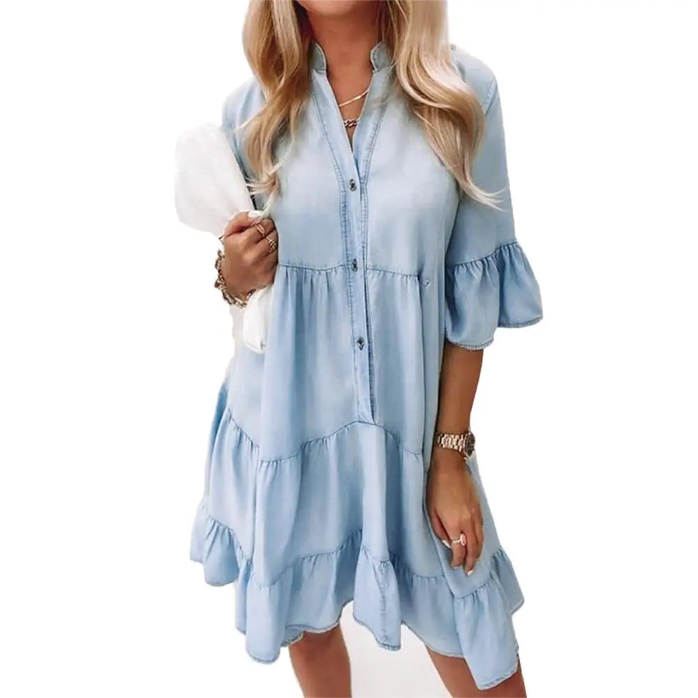 Luna | Denim Jurk Dames Comfortabele Snit 1
