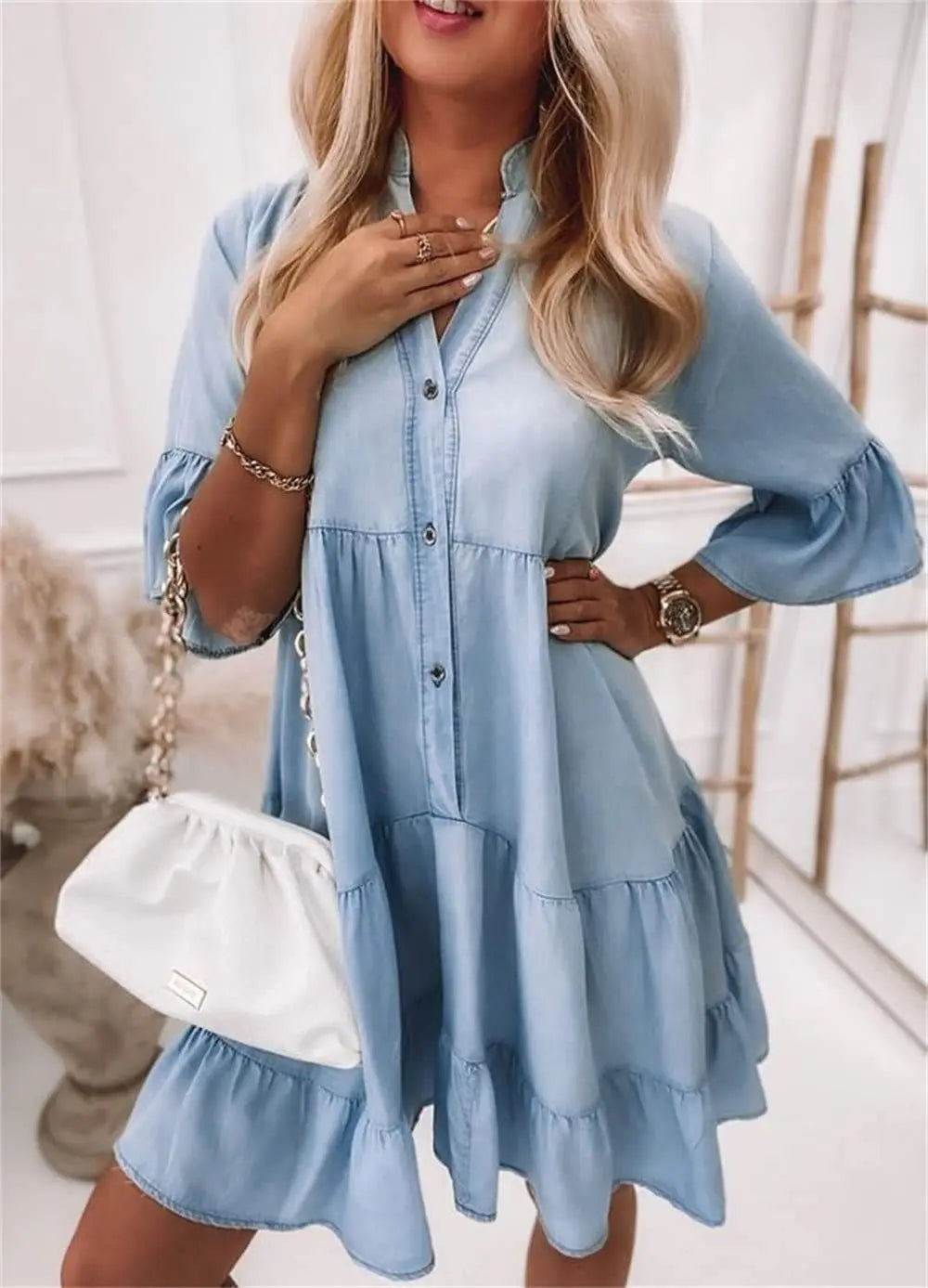Luna | Denim Jurk Dames Comfortabele Snit 4