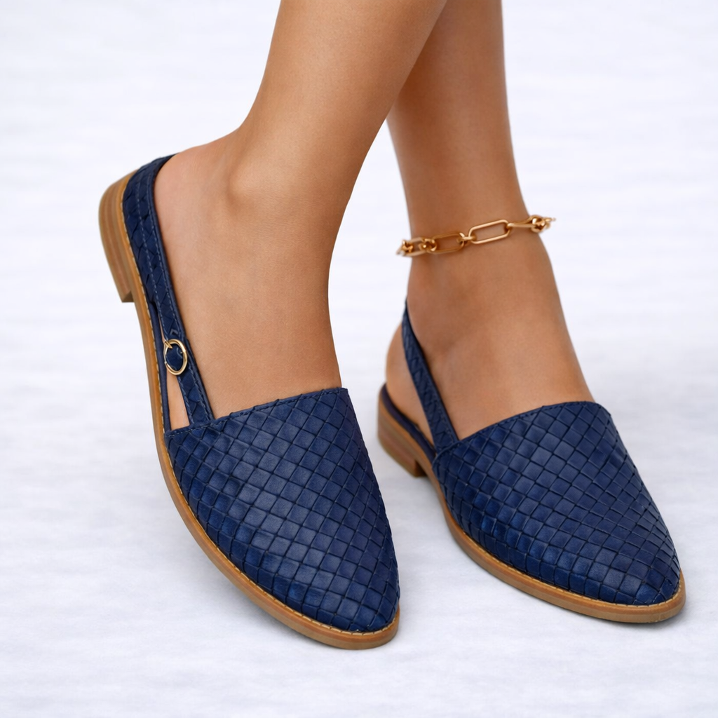 Luna | Geweven Vegan Slingback Flats Dames 0