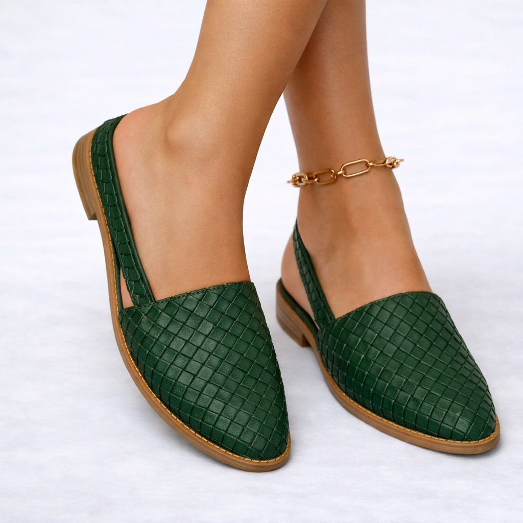 Luna | Geweven Vegan Slingback Flats Dames 1