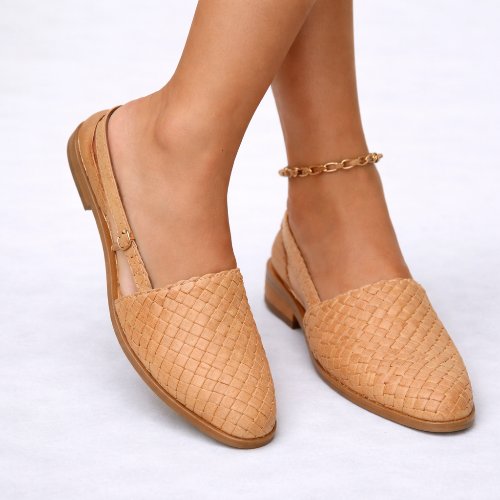 Luna | Geweven Vegan Slingback Flats Dames 2