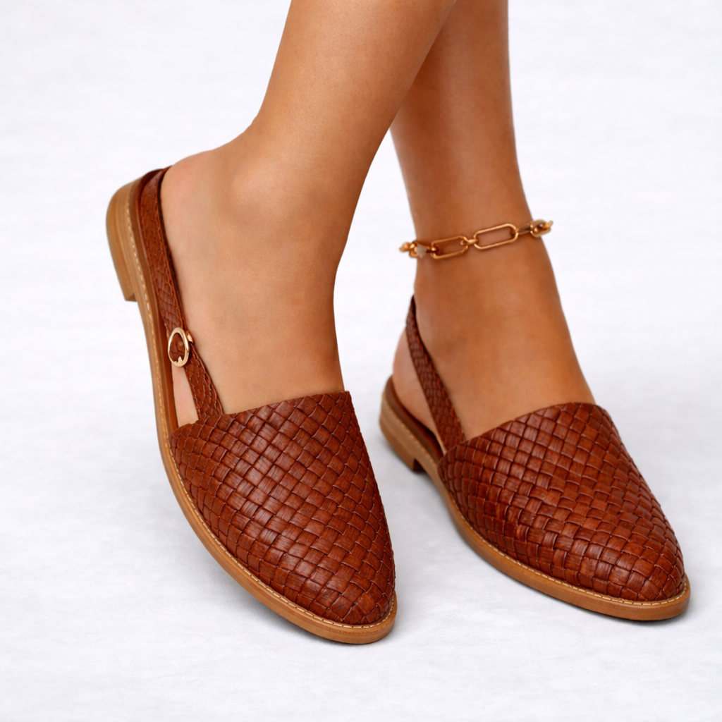 Luna | Geweven Vegan Slingback Flats Dames 3
