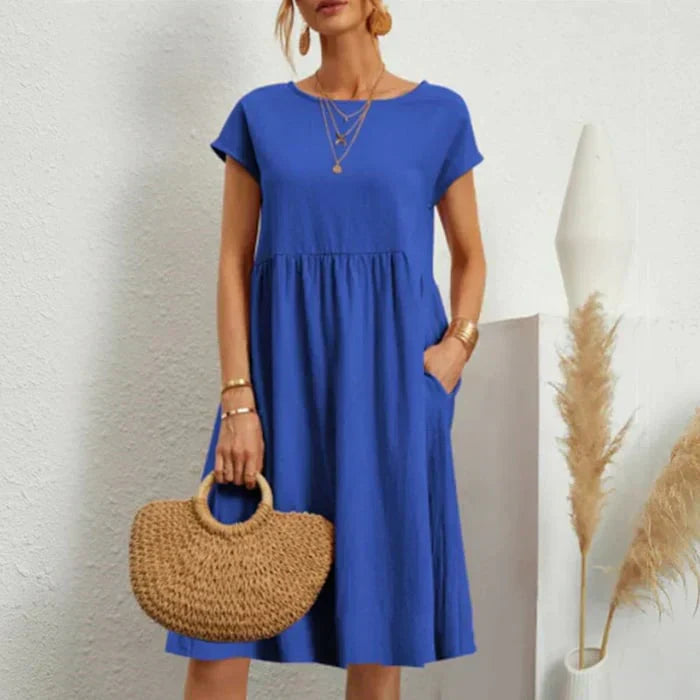 Luna | Katoenen Zomerjurk Ronde Hals Elegante Stijl 10