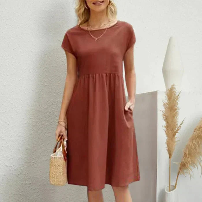 Luna | Katoenen Zomerjurk Ronde Hals Elegante Stijl 3