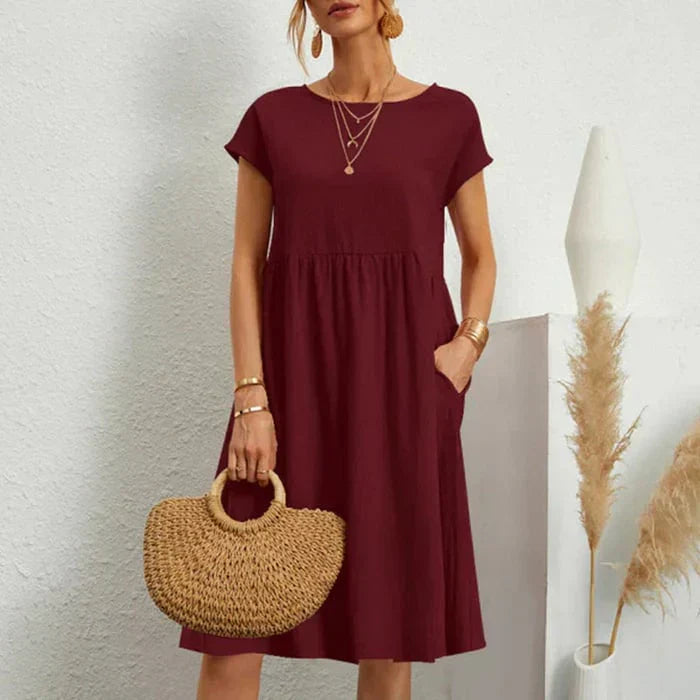 Luna | Katoenen Zomerjurk Ronde Hals Elegante Stijl 5