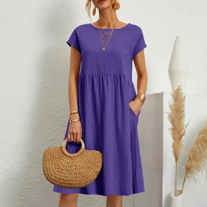 Luna | Katoenen Zomerjurk Ronde Hals Elegante Stijl 6