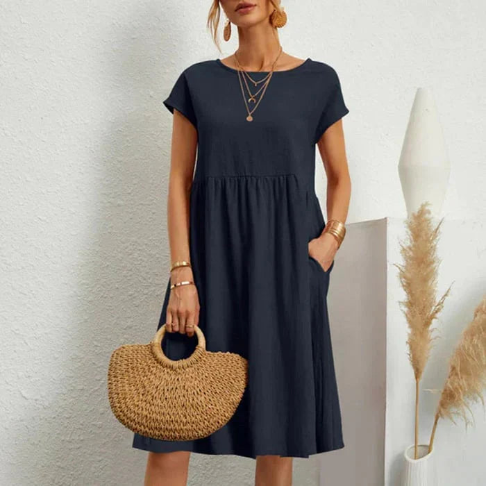 Luna | Katoenen Zomerjurk Ronde Hals Elegante Stijl 8