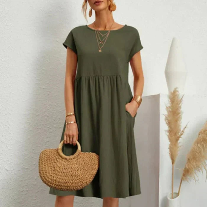 Luna | Katoenen Zomerjurk Ronde Hals Elegante Stijl 9