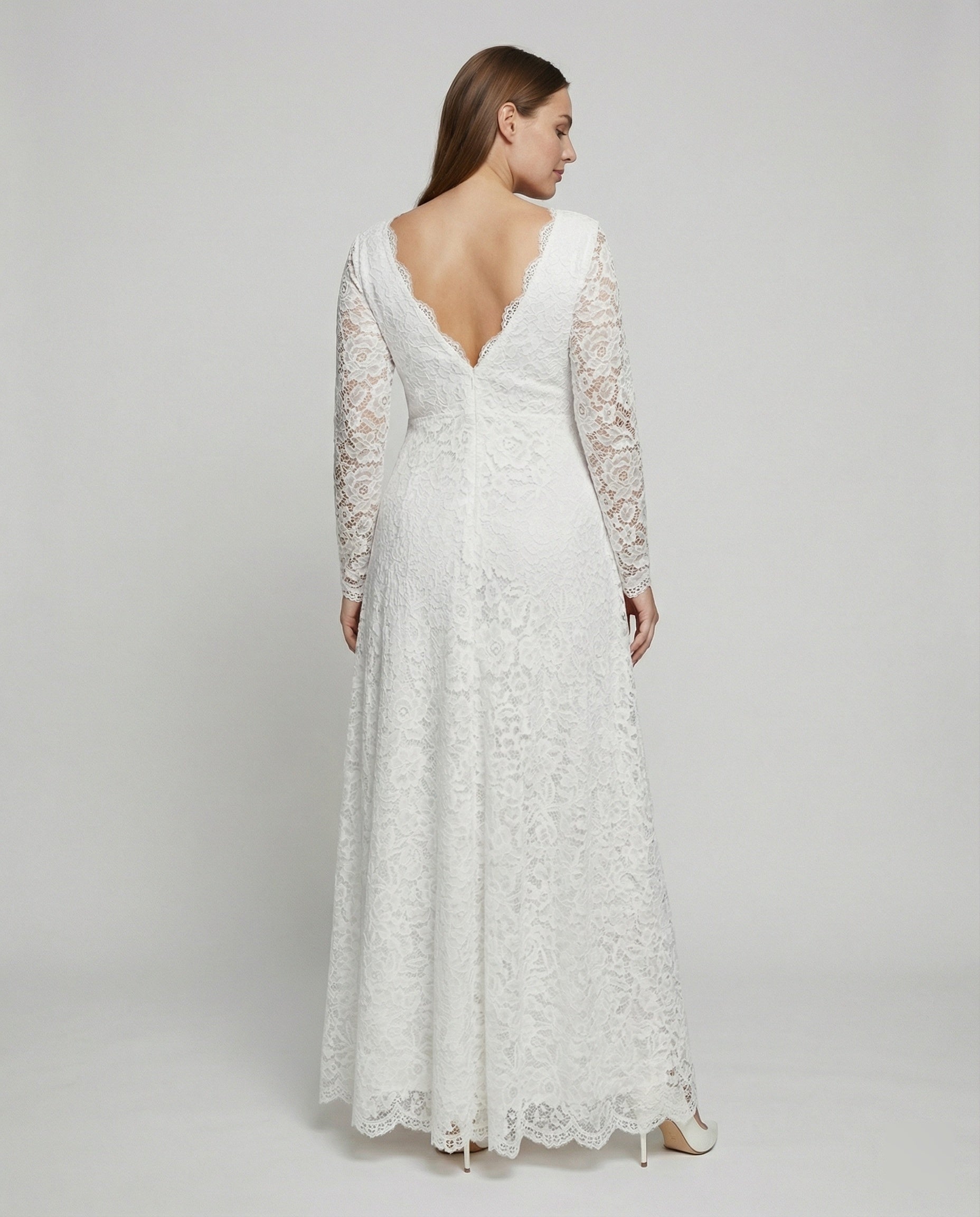 Luna | Maxi Jurk Kanten V-hals Vloerlange Elegantie 3