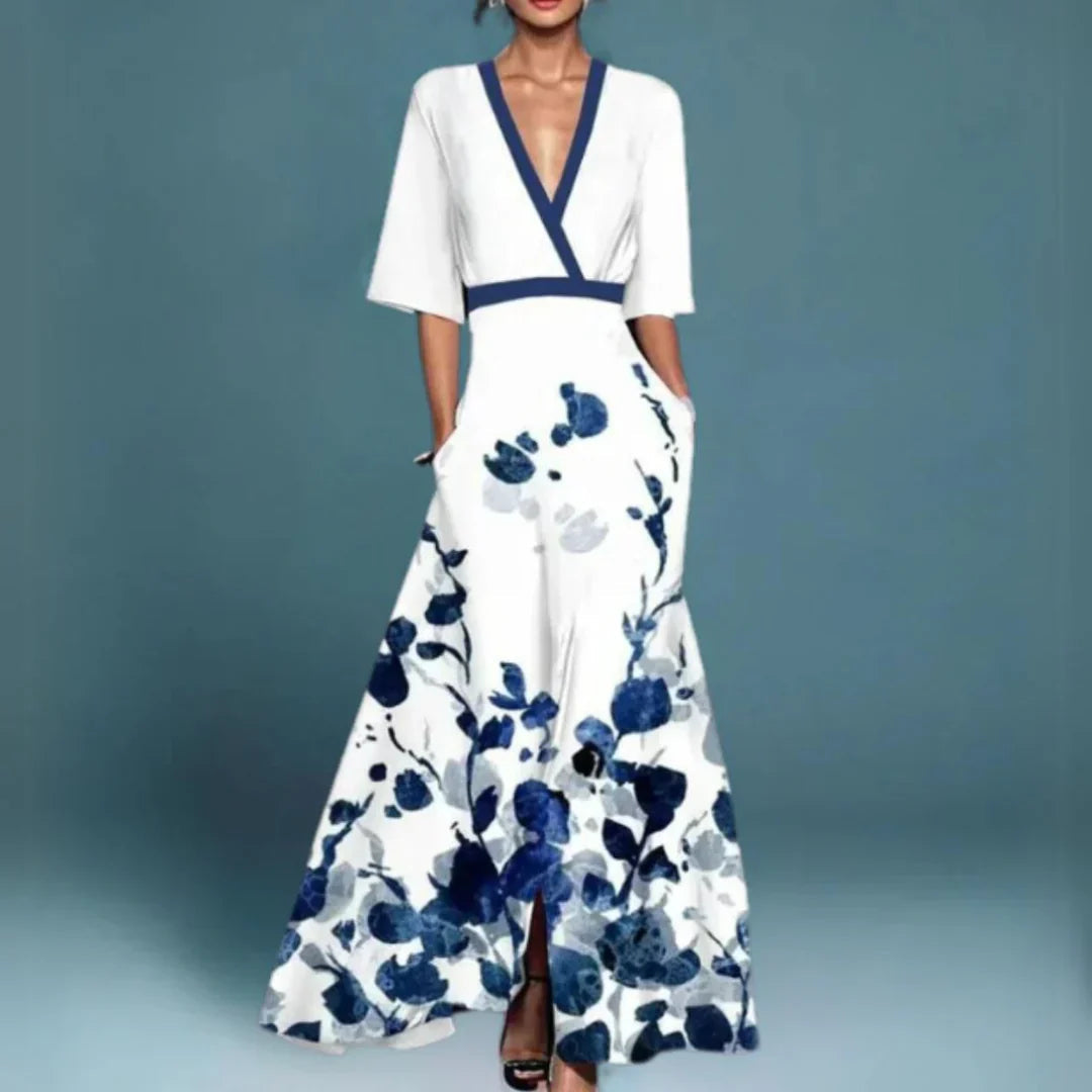 Luna | Maxi Jurk Zomer Bloemenprint Lange Mouwen 1