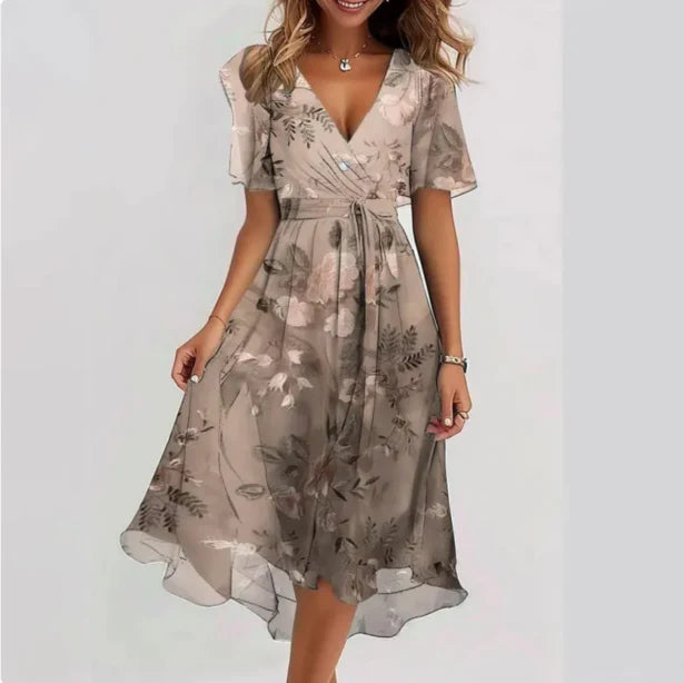 Luna | Midi Jurk Bloemen V-hals Zomerjurkjes Dames 3