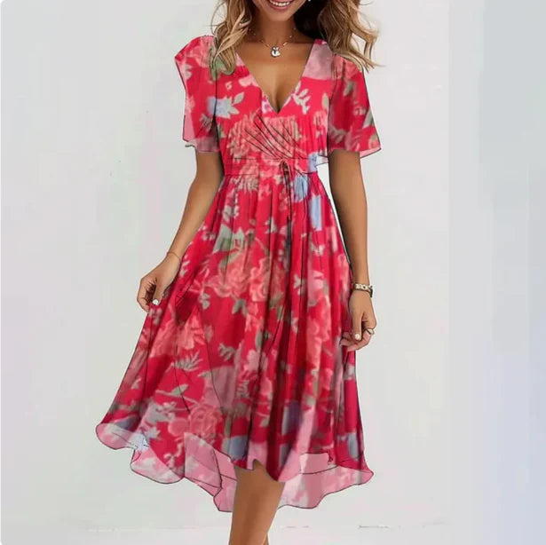 Luna | Midi Jurk Bloemen V-hals Zomerjurkjes Dames 5