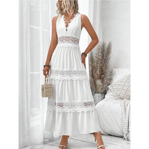 Luna | Midi Jurk Dames Kanten V-hals Elegant 0