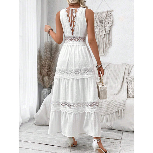 Luna | Midi Jurk Dames Kanten V-hals Elegant 1