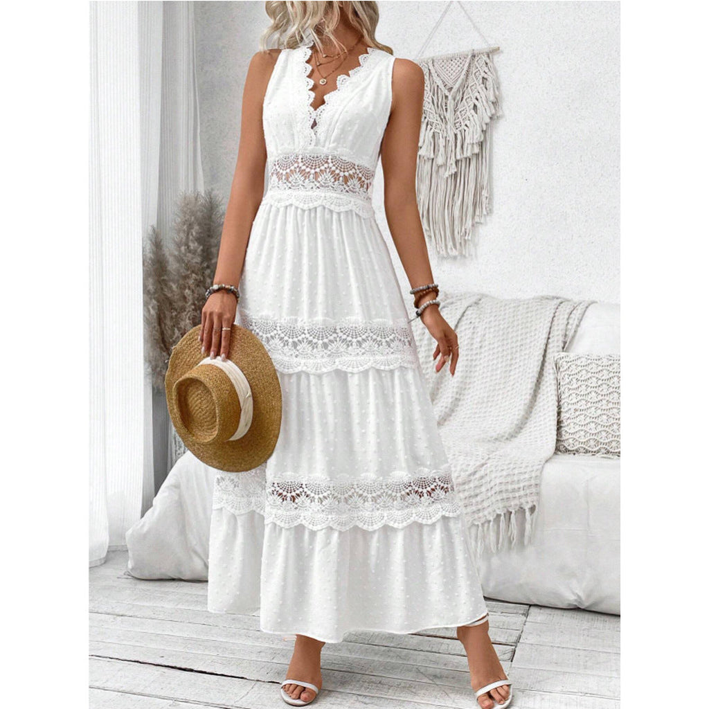 Luna | Midi Jurk Dames Kanten V-hals Elegant 2