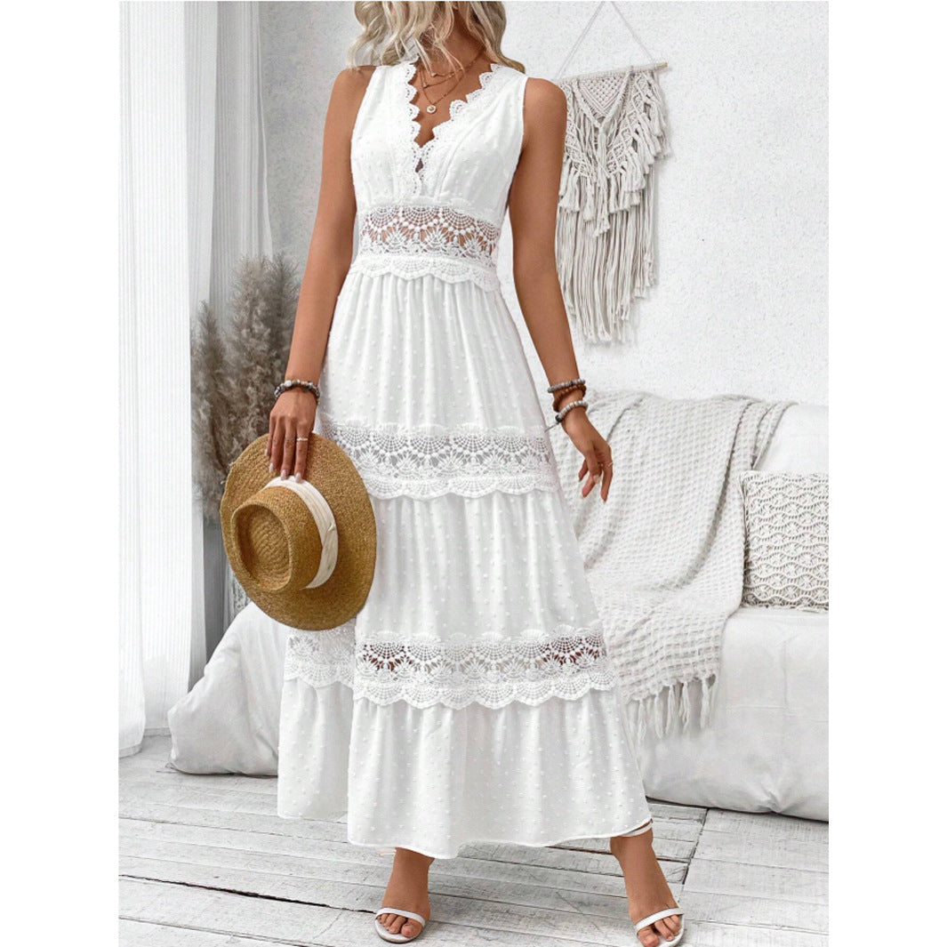Luna | Midi Jurk Dames Kanten V-hals Elegant 2