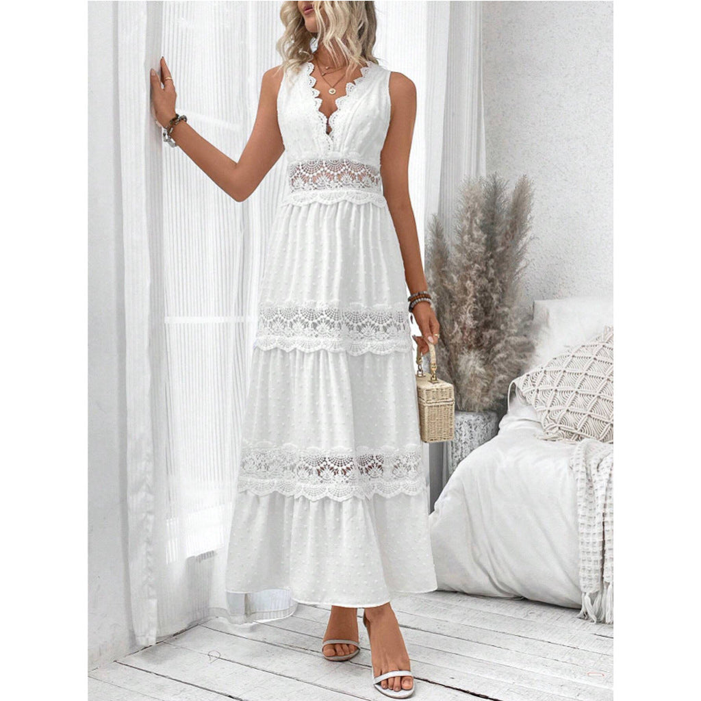 Luna | Midi Jurk Dames Kanten V-hals Elegant 3
