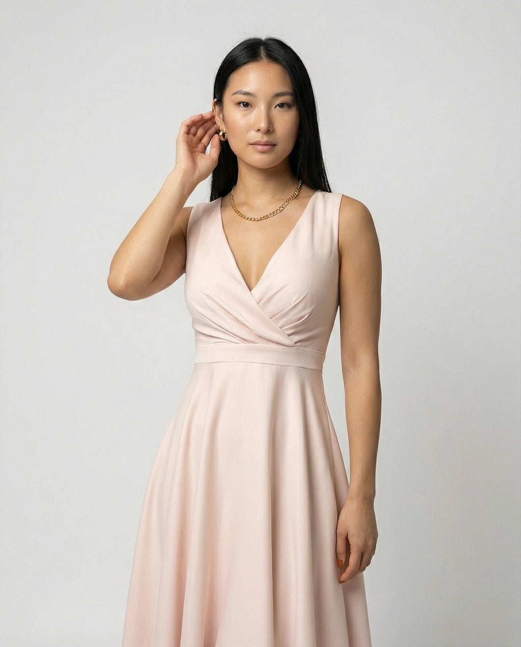 Luna | Midi Jurk Dames Mouwloos V-hals Cocktail Elegant 2