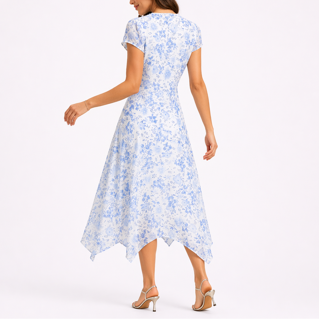 Luna | Midi Jurk V-hals Bloemenprint 2