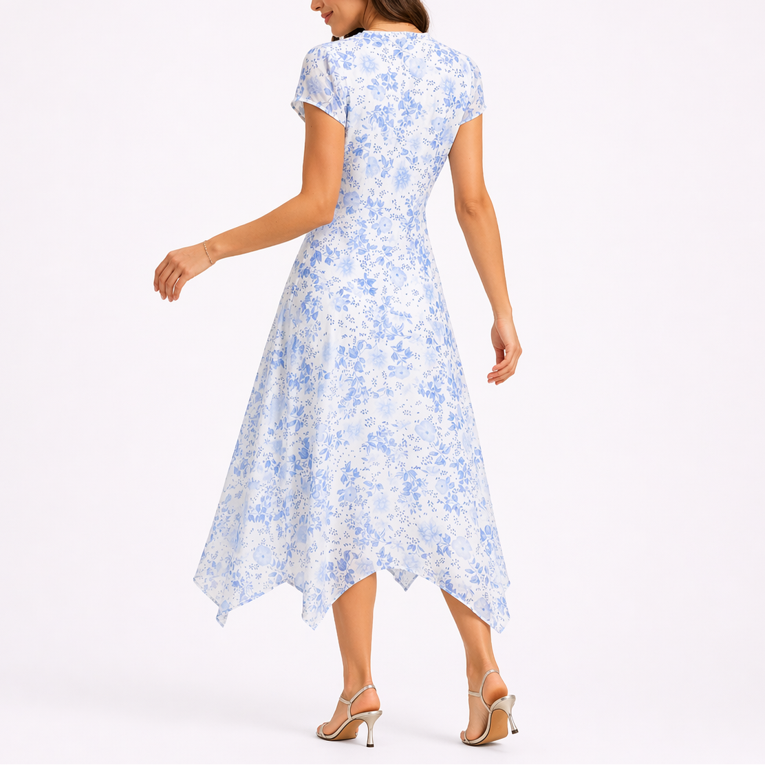 Luna | Midi Jurk V-hals Bloemenprint 2