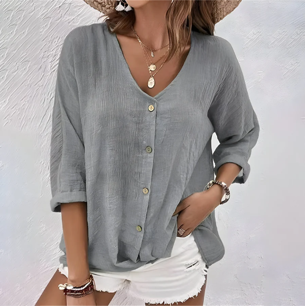 Luna | Witte Blouse Dames V-Hals Casual 1
