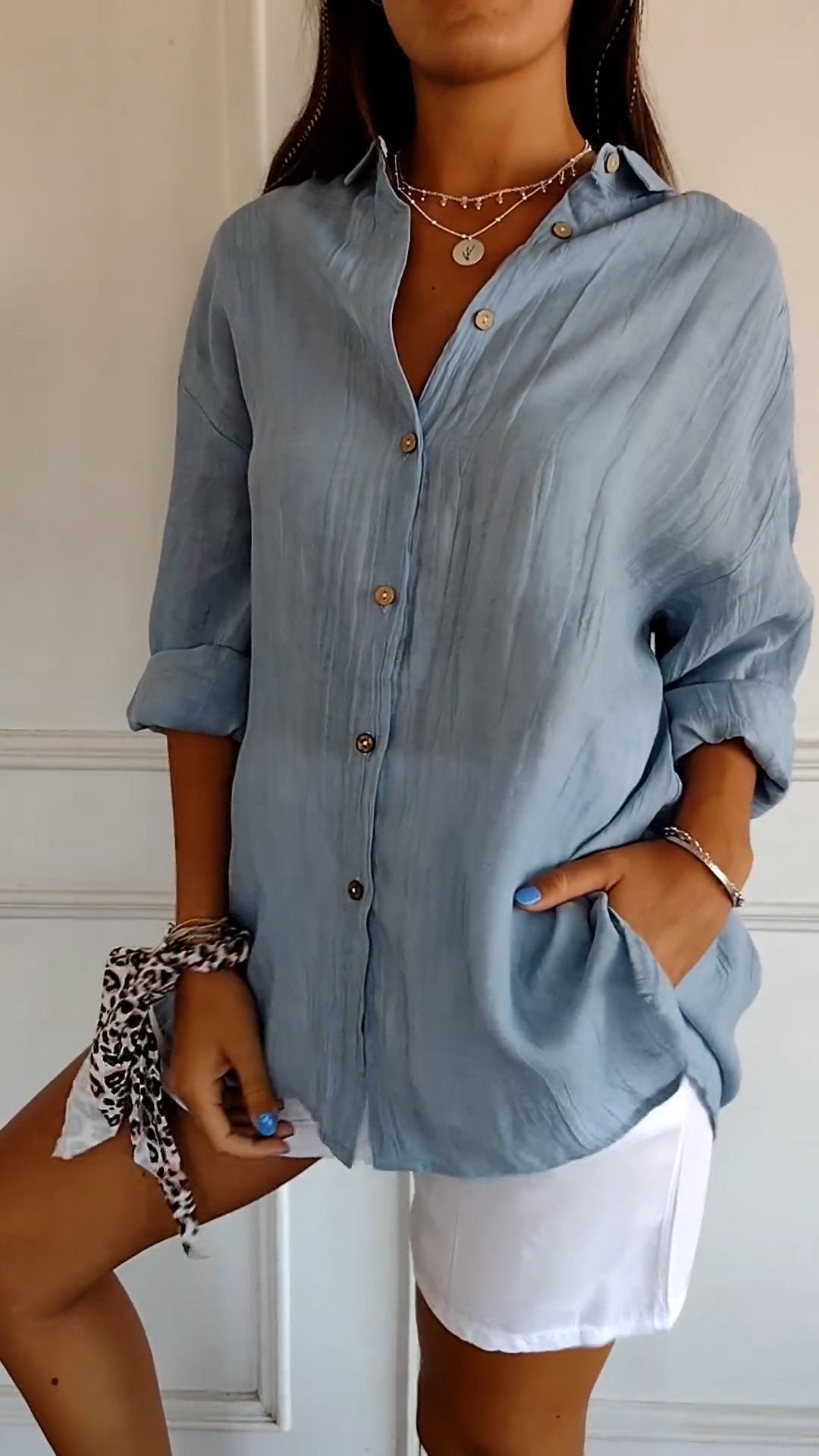 Luna | Witte Dames Blouse Korte Mouw Elegant Design 1