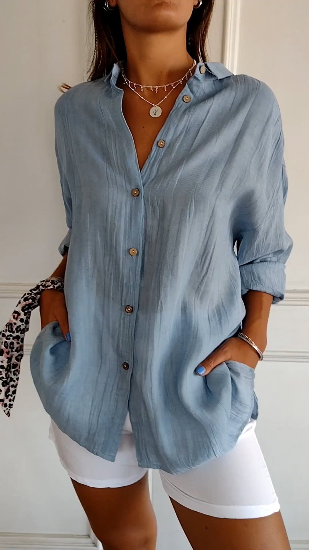 Luna | Witte Dames Blouse Korte Mouw Elegant Design 11