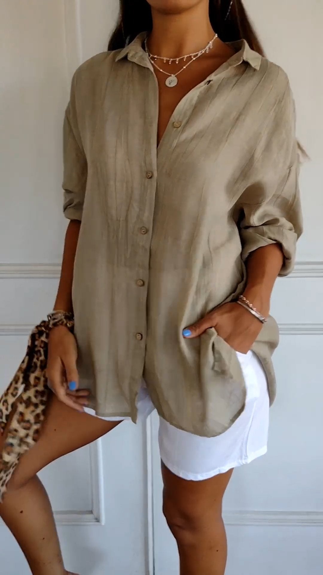Luna | Witte Dames Blouse Korte Mouw Elegant Design 9