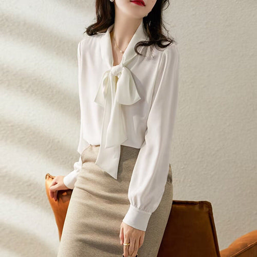 Luna | Witte Dames Blouse Korte Mouw met Strik 1