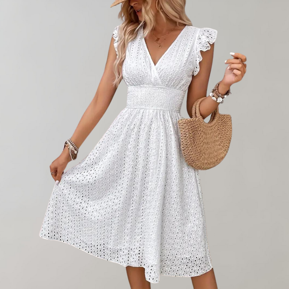 Luna | Zomerjurk Dames Losse Pasvorm Wit 0