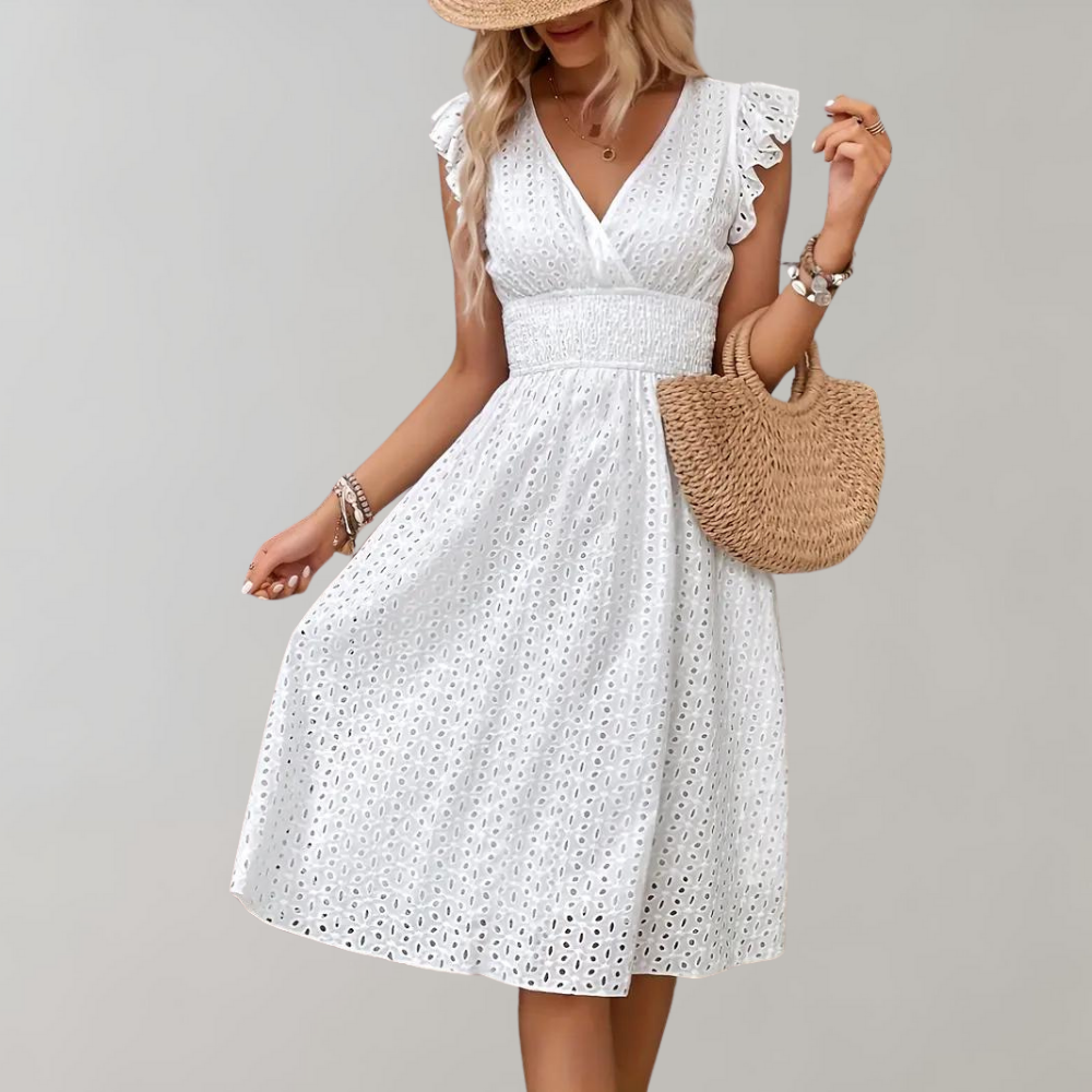 Luna | Zomerjurk Dames Losse Pasvorm Wit 1