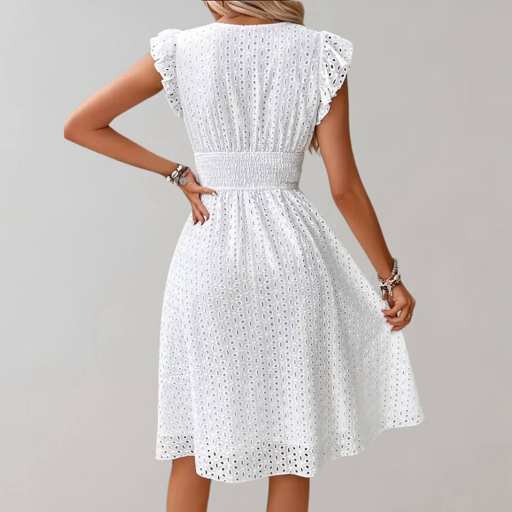Luna | Zomerjurk Dames Losse Pasvorm Wit 2