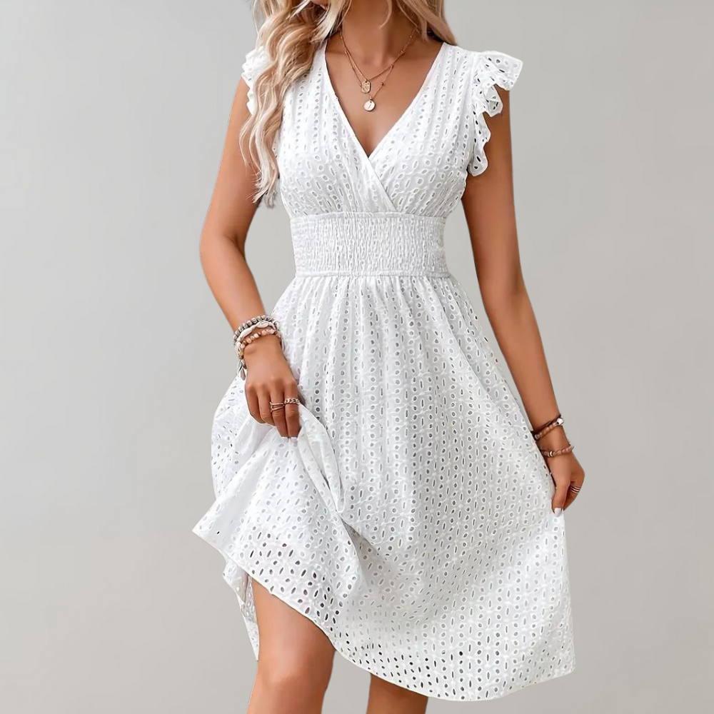 Luna | Zomerjurk Dames Losse Pasvorm Wit 3