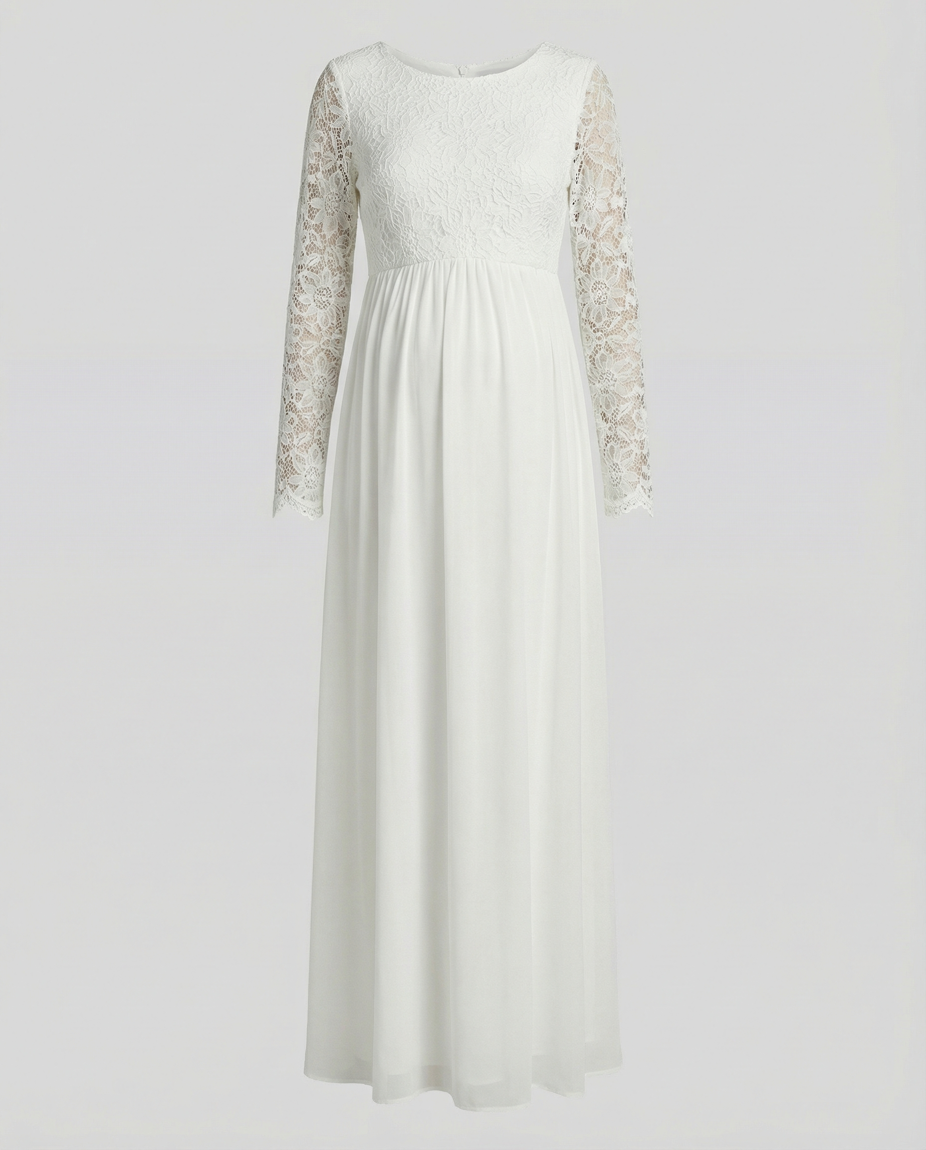 Luna | Zwangerschapsjurk Kant Chiffon Lange Mouw Elegant 4