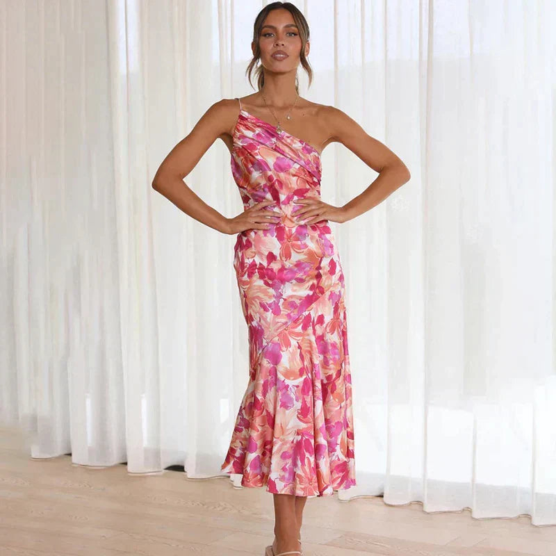 Madison | Asymmetrische Midi Jurk Dames met Bloemenprint 3