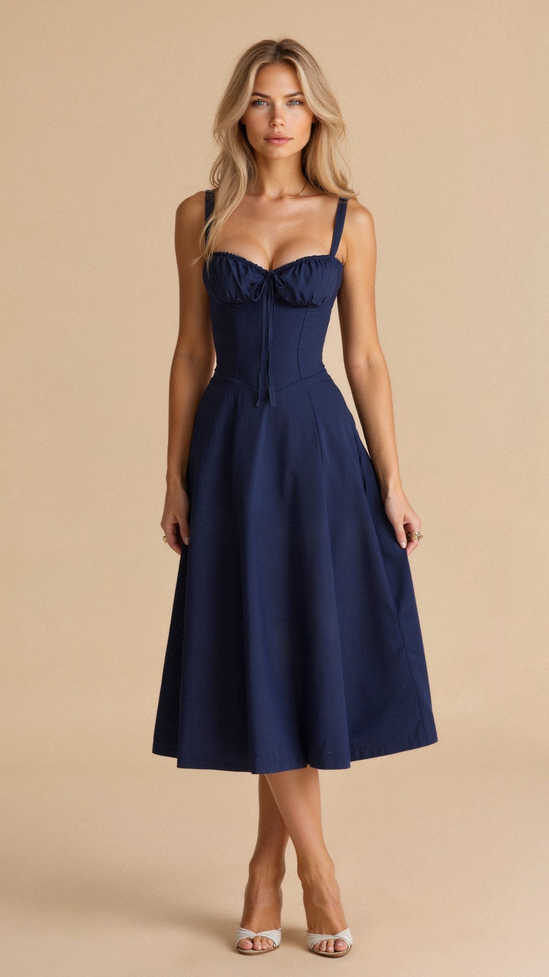 Margaretha | Dames Midi Jurk met Korset voor Bruiloft 11
