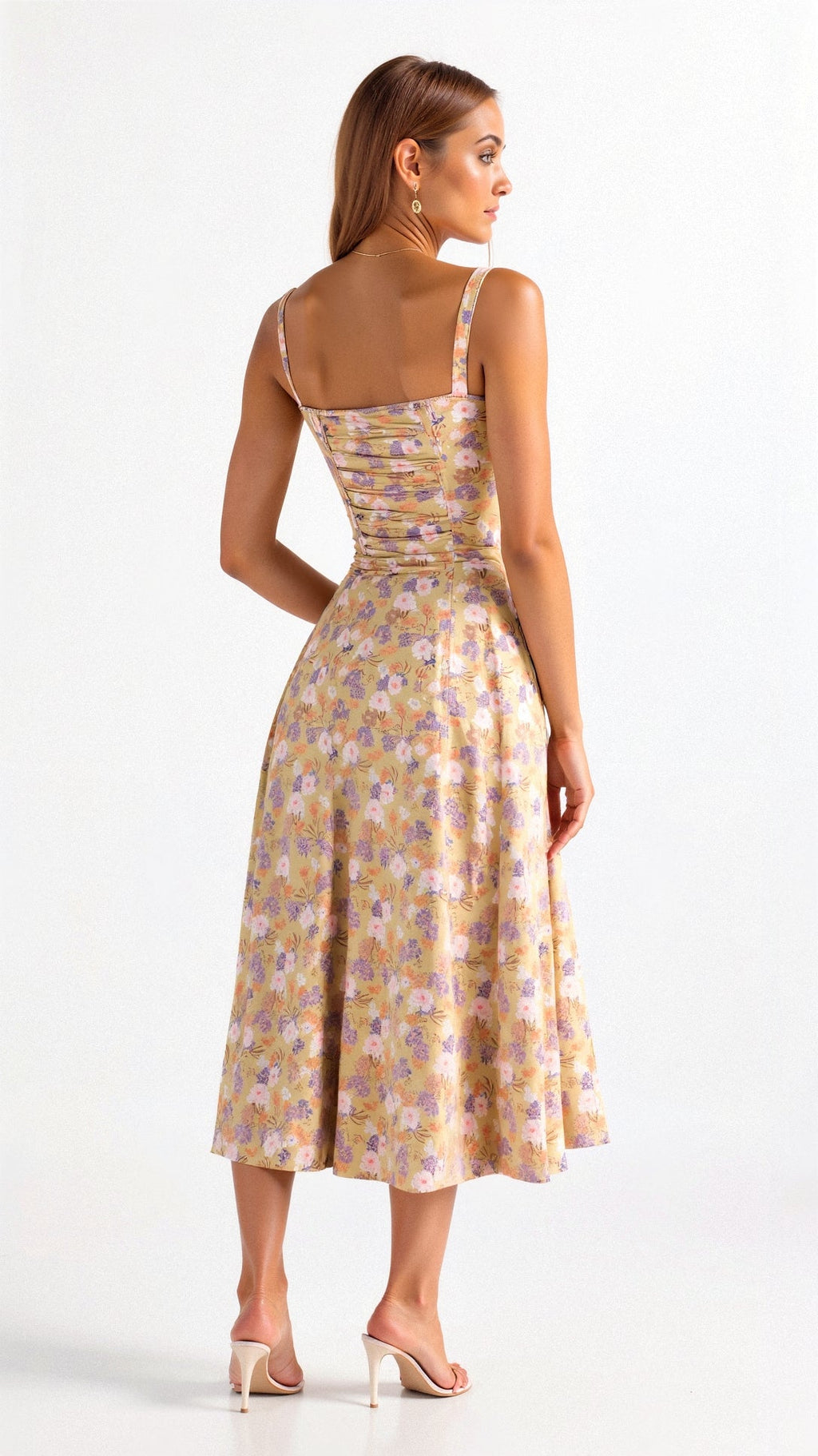 Margaretha | Zwarte Midi Jurk Dames met Korsetdetail 1