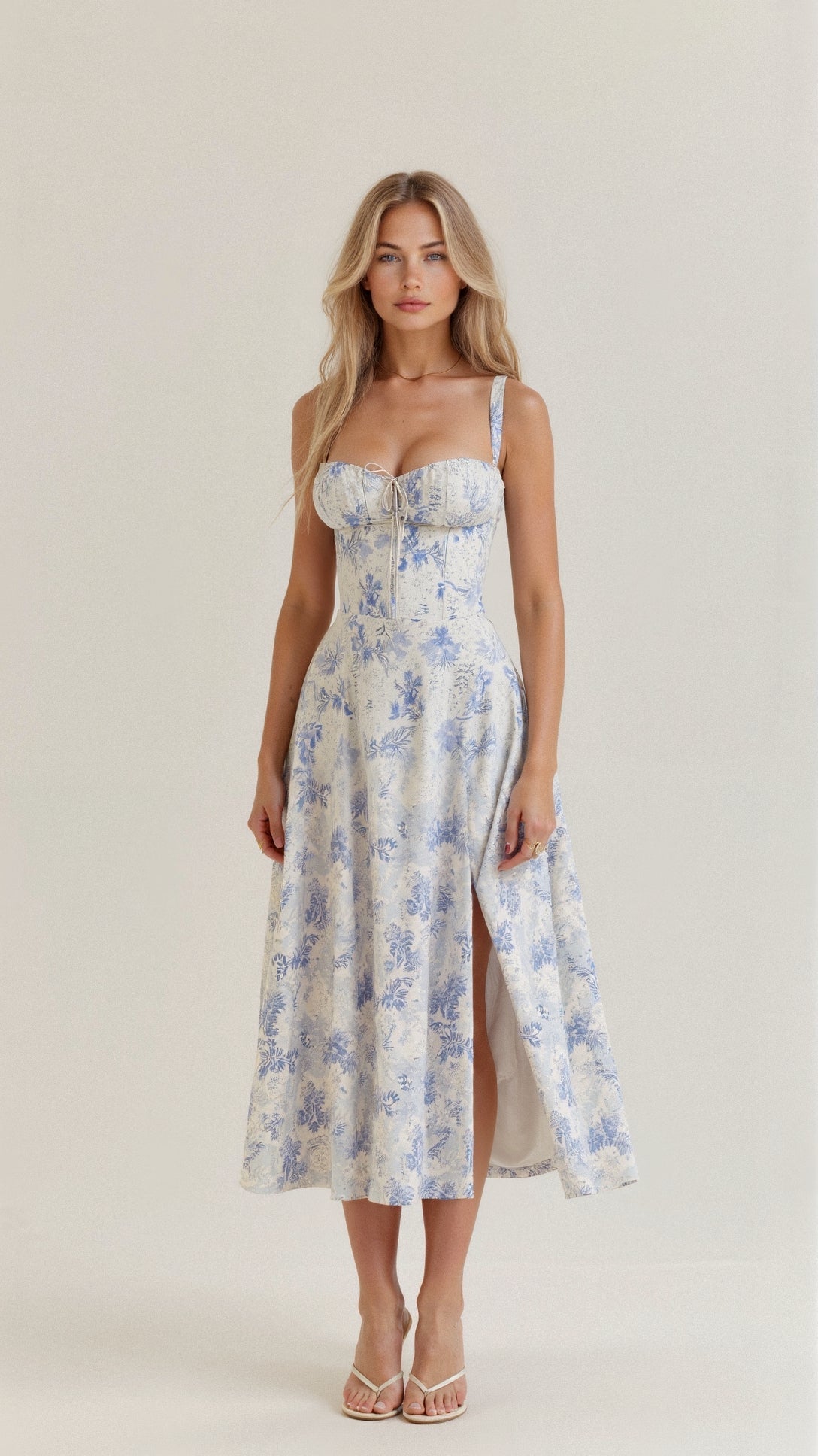 Margaretha | Zwarte Midi Jurk Dames met Korsetdetail 6