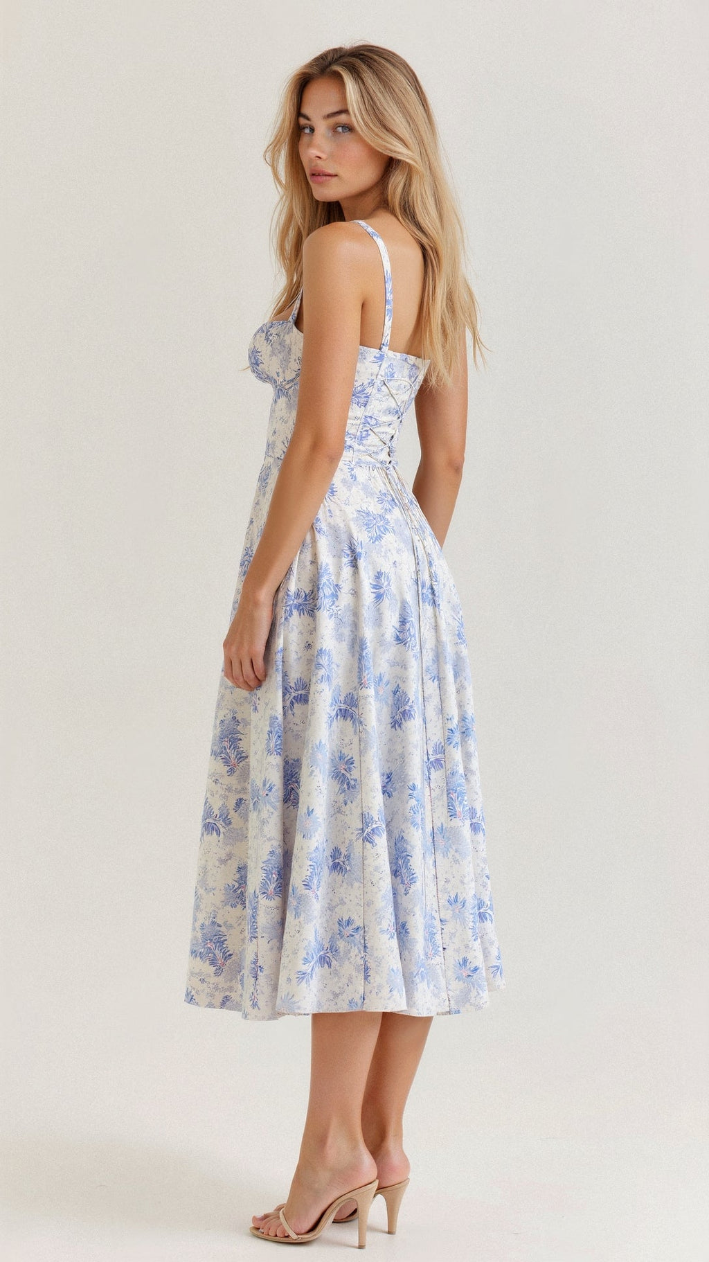 Margaretha | Zwarte Midi Jurk Dames met Korsetdetail 7