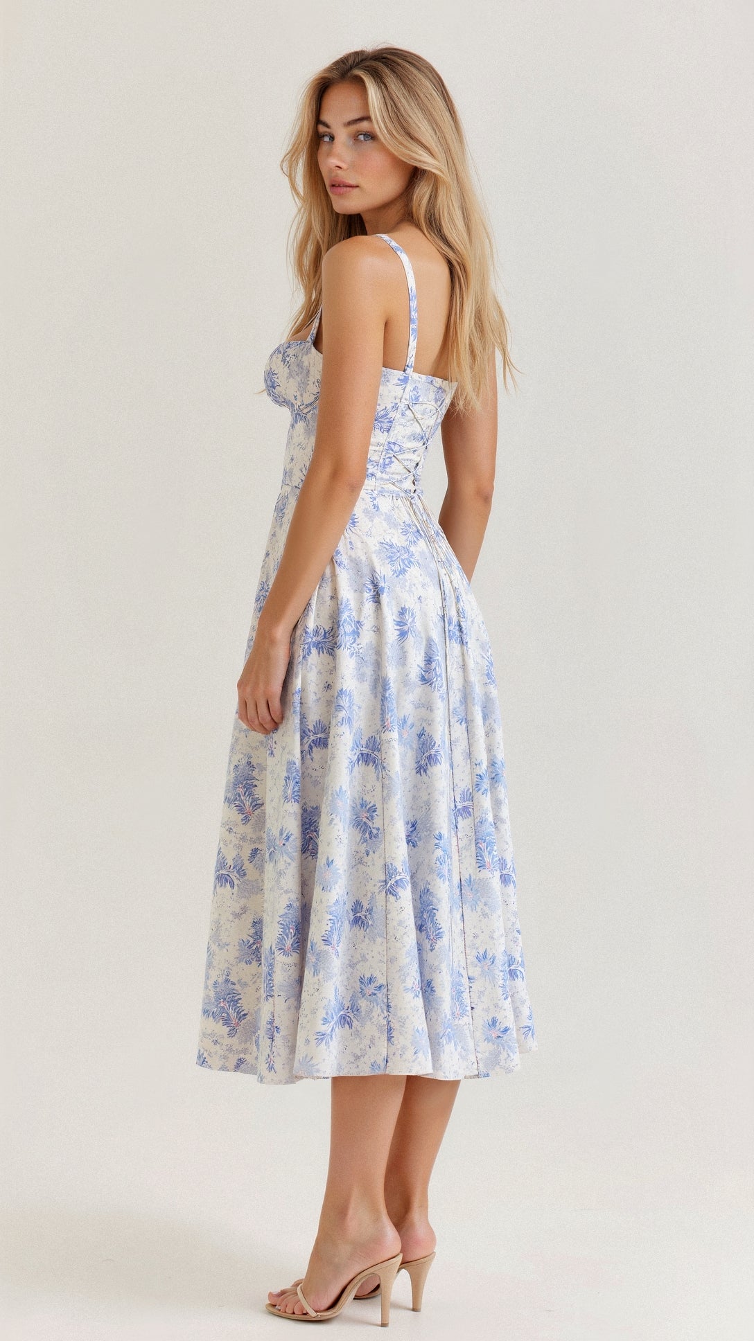 Margaretha | Zwarte Midi Jurk Dames met Korsetdetail 7