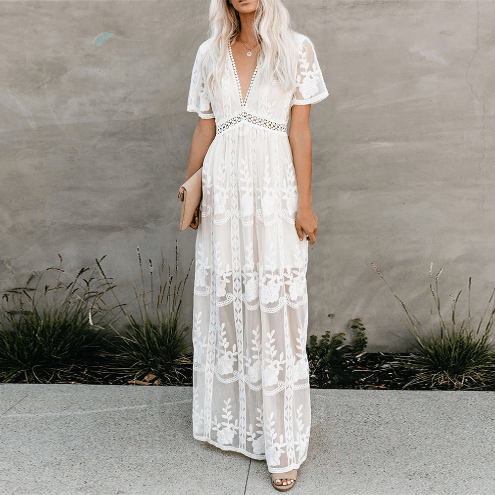 Maria | Elegante Maxi Jurk Dames met V-Hals voor Zomer 1