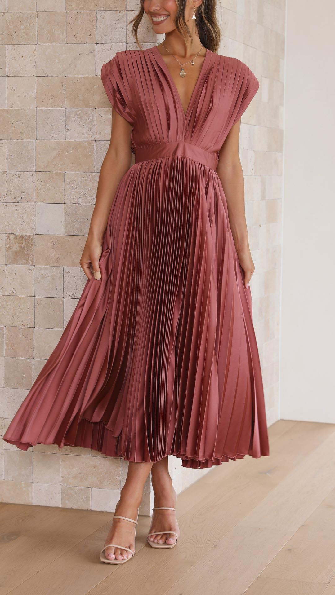 Maria | Geplooide Maxi Jurk Elegant 0