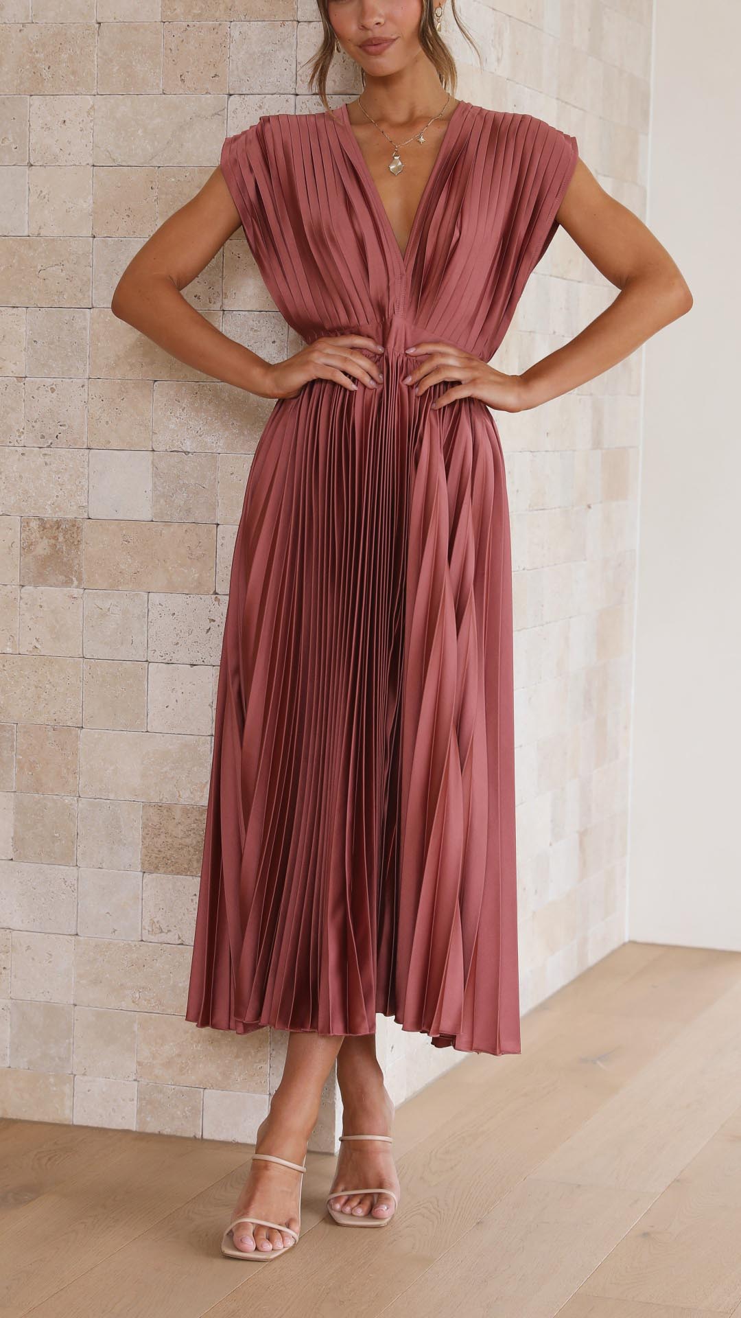 Maria | Geplooide Maxi Jurk Elegant 1