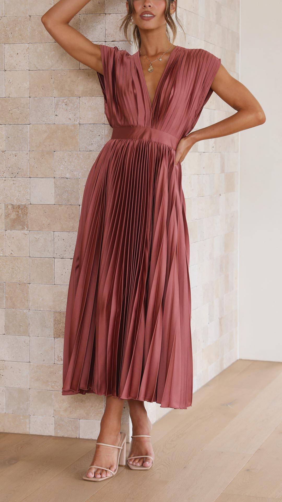 Maria | Geplooide Maxi Jurk Elegant 2