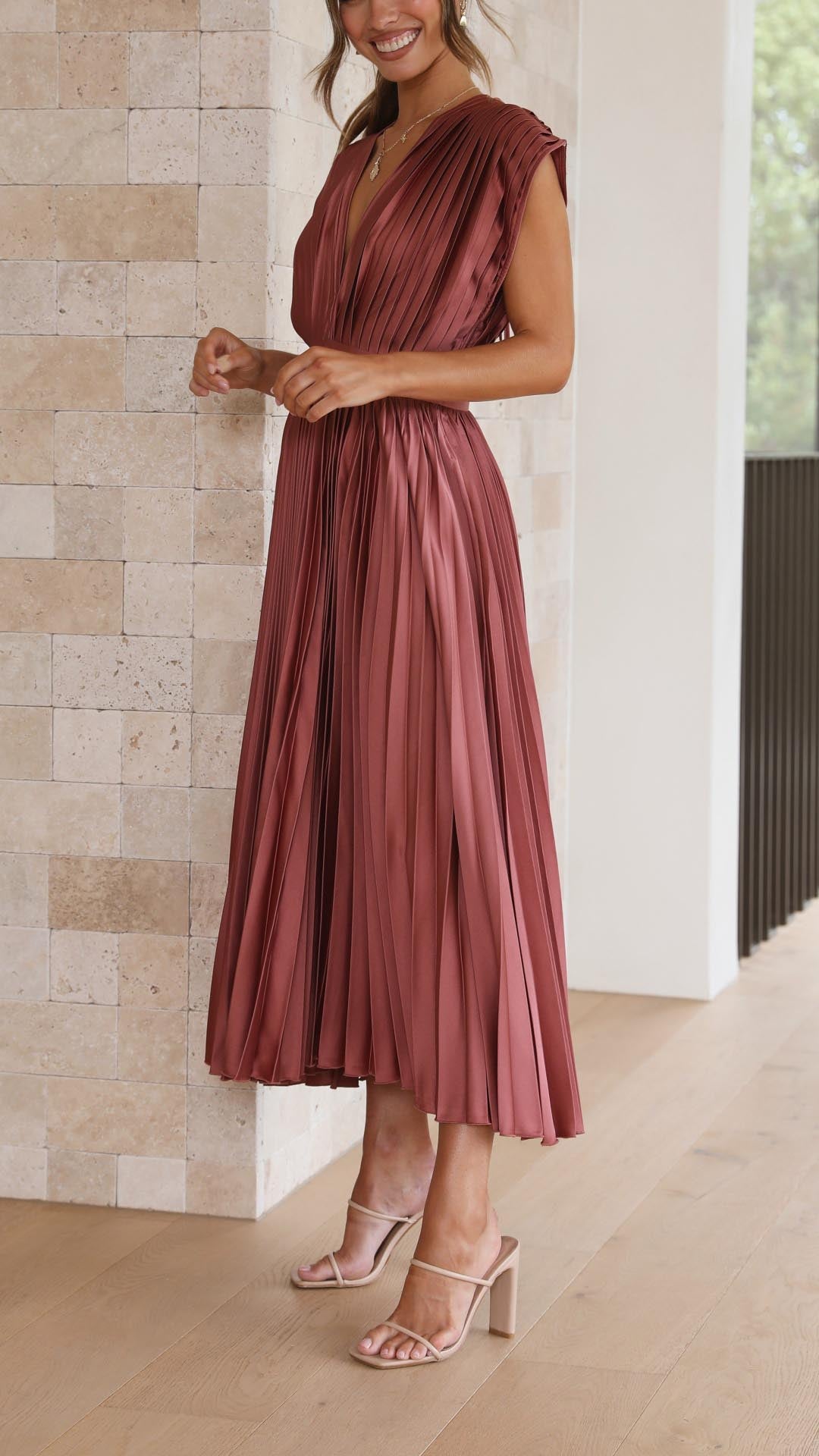 Maria | Geplooide Maxi Jurk Elegant 4