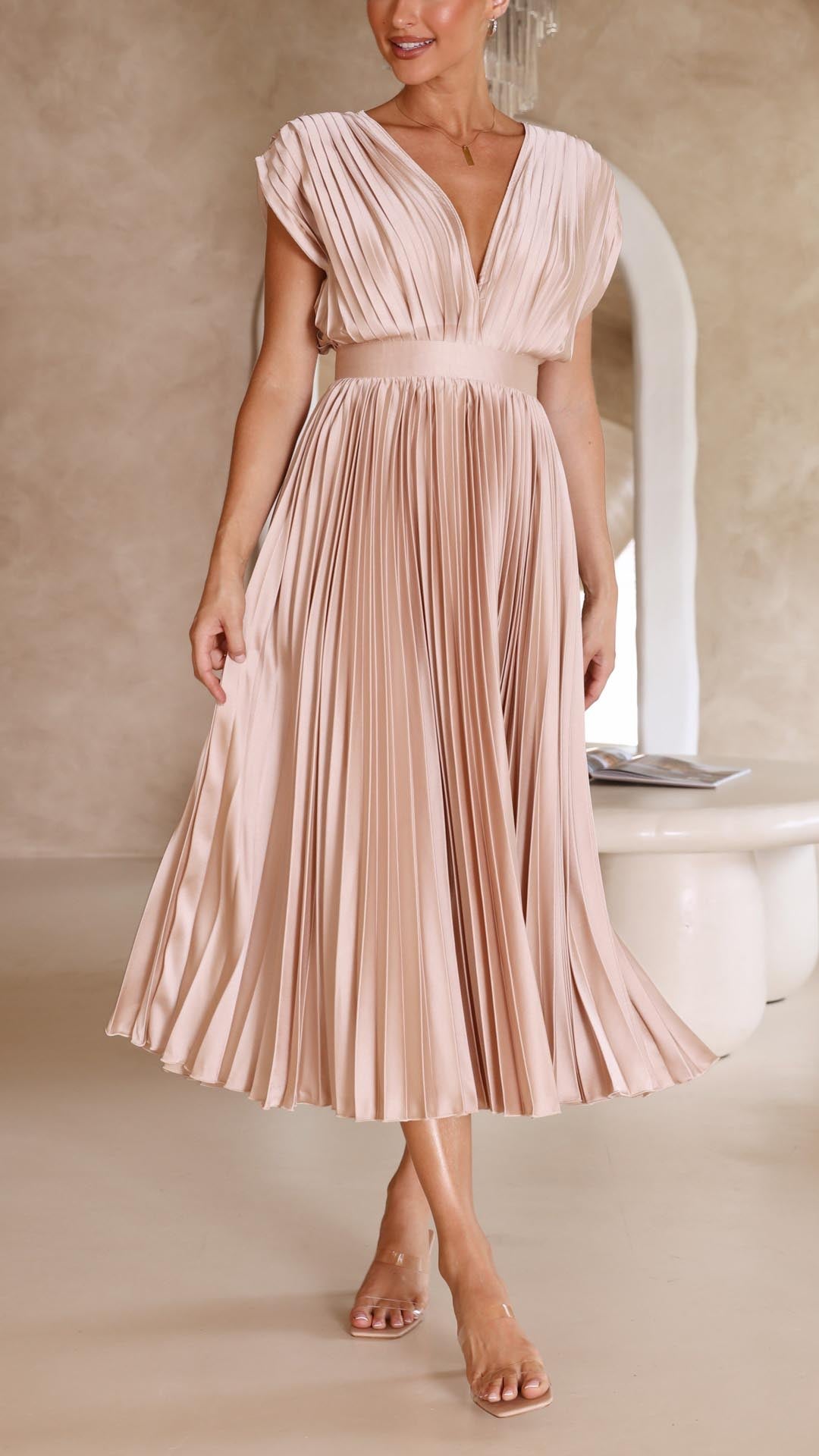 Maria | Geplooide Maxi Jurk Elegant 6