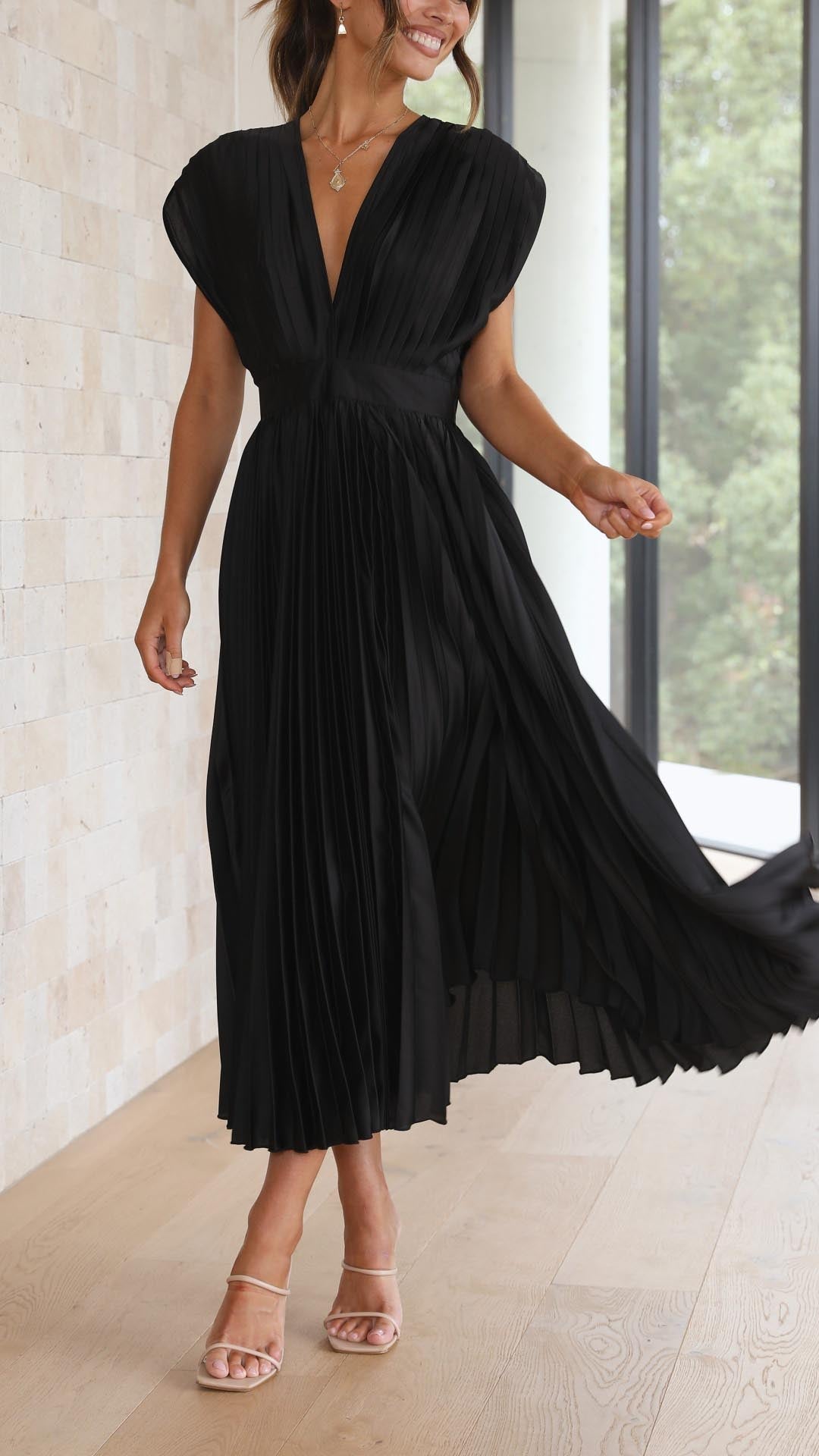 Maria | Geplooide Maxi Jurk Elegant 9